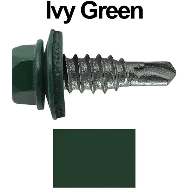 Length 2in. 1000 Pcs of #10 Hex Washer Head Roofing Screws Mech Galv Mini-Drillers Green Finish Length 2in. 1000 Pcs of #10 Hex Washer Head Roofing Screws Mech Galv Mini-Drillers Green Finish